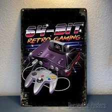 64-bit Nintendo 64 Retro Video Game Metal Poster - 20x30cm (8x12inch) Sign