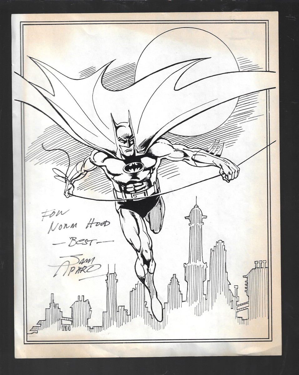 バットマン サイン入りBatman original art Jim Aparo HAND SIGNED AUTOGRAPH DC COMICS Batman B&W 8.5