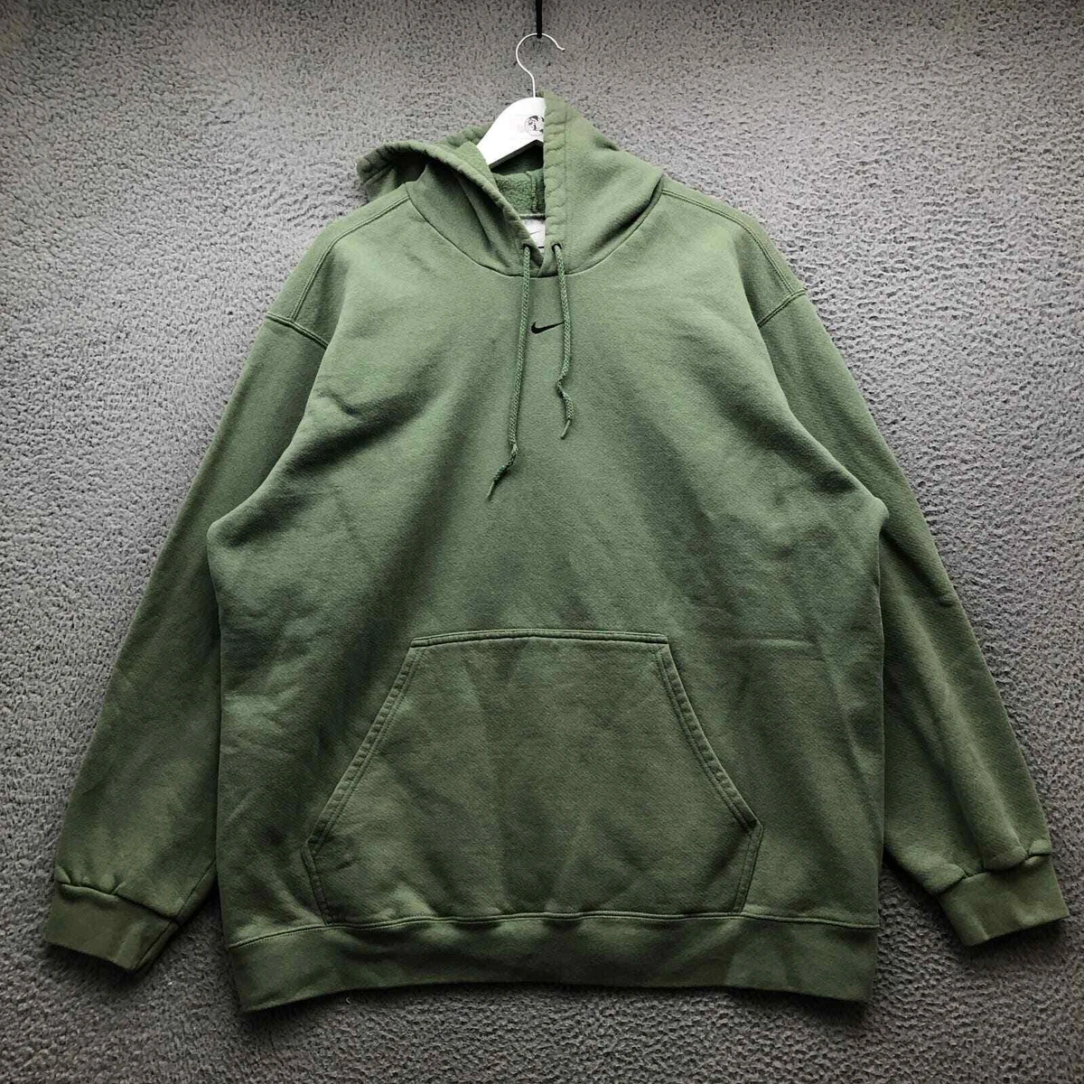 Vintage Y2K Nike Sage Green Center Swoosh Hoodie Sweatshirt Men XXL Long Sleeve