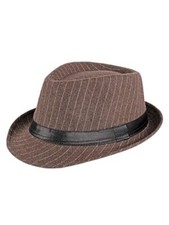 Unisex Classic Manhattan Structured Gangster Trilby Fedora Hat One Size Coffee