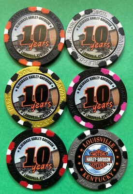 Harley Davidson Wide Print Poker Chips Bluegrass HD in KY  (Pick 1) 10th Anniver