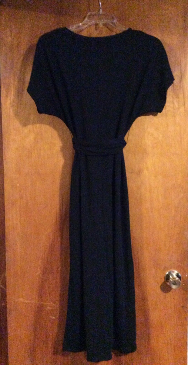 Womens Bershka UK Tie Front Midi Dress New Black Size M