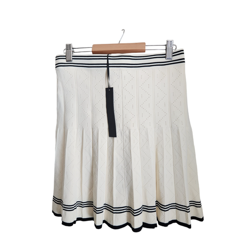 House Of Harlow 2pc Set Knit Crop Top Pleated Mini Skirt Off White Small NWT - Picture 4 of 15