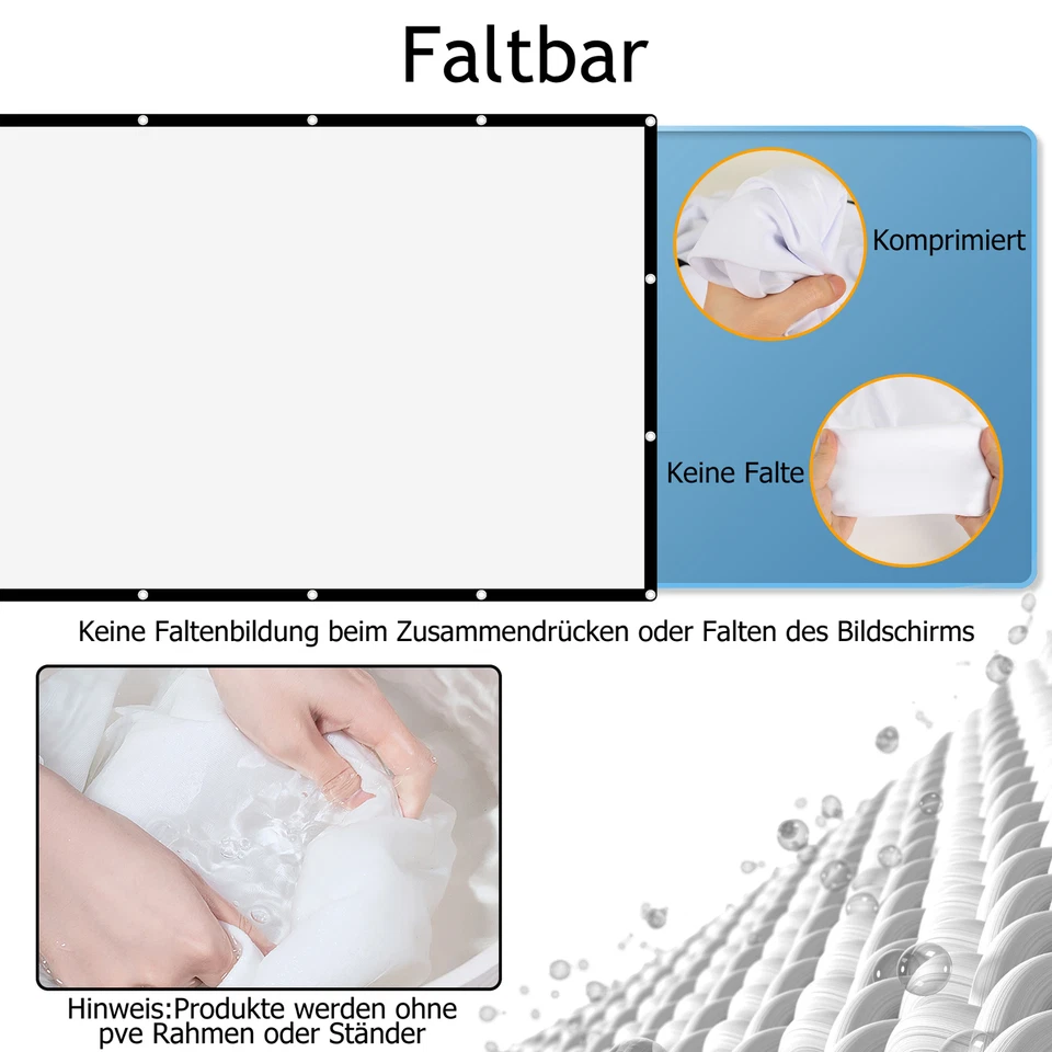 120" Beamer Leinwand Projektorleinwand Faltbarer Projector Screen 16:9 HD +Haken - Bild 3 von 4