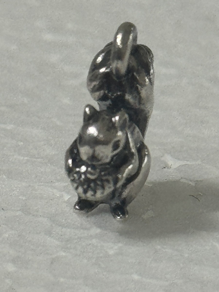James Avery Retired Silver 3D Squirrel Charm