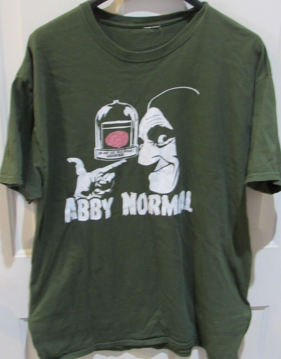 トップス 90s D.BROOKS FRANKENSTEIN tee Abby Normal Mel Brooks Young Frankenstein Movie Green T-shirt