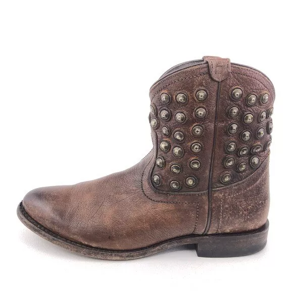Frye Wyatt Disc Western Ankle Boots Womens Size 7B Stud Distressed