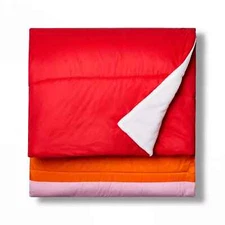 Color Block Puffer Throw Blanket Red/Pink/Orange - LEGO® Collection x Target