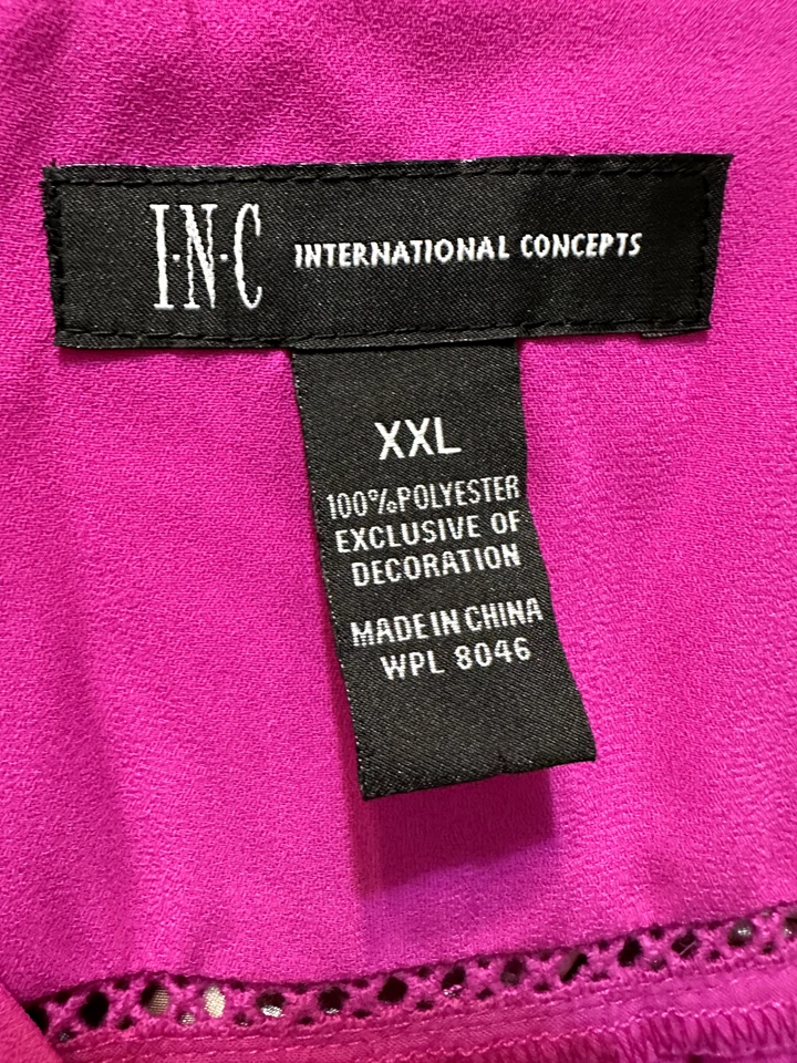 Top túnica púrpura para mujer INC talla 2X boho viaje oficina carrera vacaciones dobladillo alto bajo Foto 2 de 4