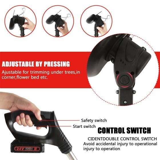 Paddsun Electric Weed Eater Lawn Edger Cordless Grass String Trimmer Cutter 24V