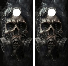 Gas Mask Skull Cornhole Board Wrap LAMINATED Decals Vinyl Sticker 4657