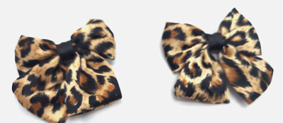 2 Leopard Hair Jewelry Clips Bows 3 in Approx