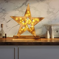 Weihnachtsdeko Holzstern Dekolampe Led Batterie Innen AußEn Timer Adventsstern
