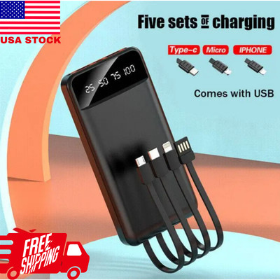 Portable Power Bank 10000mAh Power Bank - with 4 built-in cables Power Bank USA