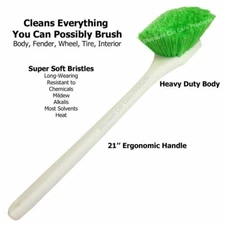 Soft Fender Body Wheel Tire Brush -Long Handle- Cleans Everything You Can Brush