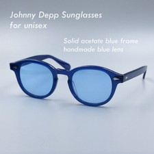 Brand new men blue sunglasses women handmade blue sunglasses Johnny Depp glasses