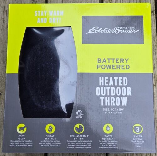 EDDIE BAUER Rechargable Battery Powered Heated Outdoor Throw | 3 Heat Settings - Picture 1 of 3