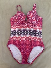Lands End 8 Swimsuit One Piece Pink Purple Pattern Underwire Flaw