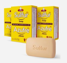 Grisi Sulfur Soap for Acne Pack of 3 Cleanses Reduces Inflammation and Breakouts
