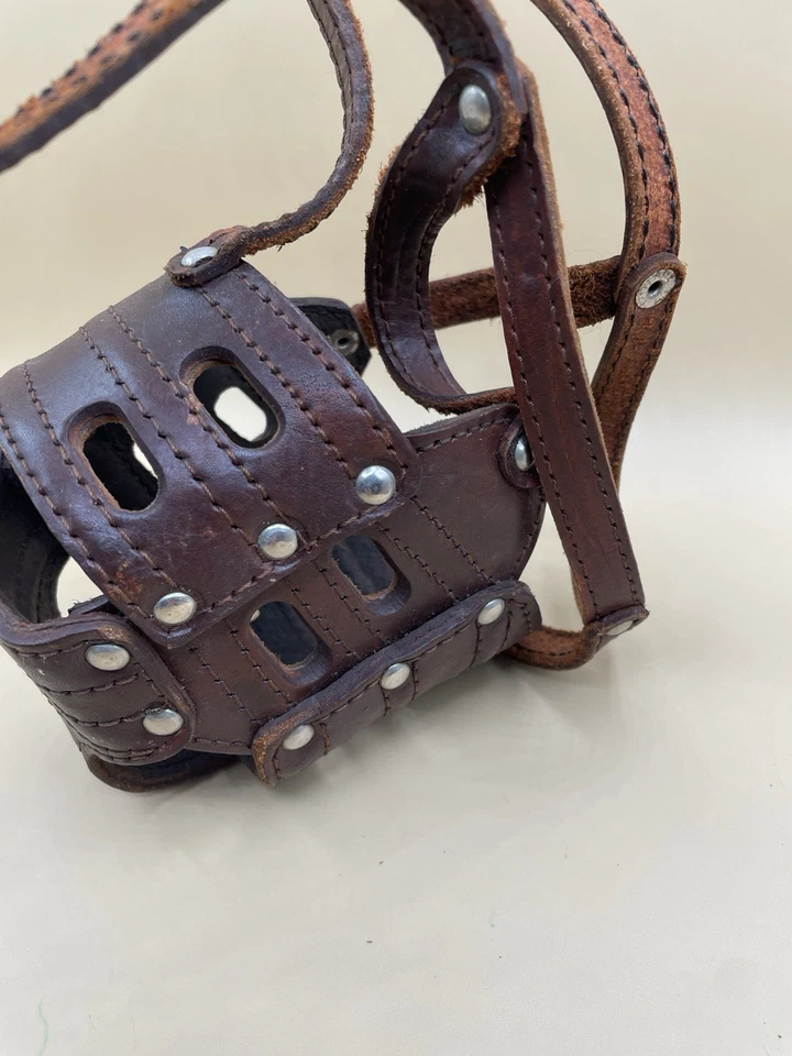 Leather Basket Muzzle For Dogs Am. Staff Large Dog - Image 4 of 4