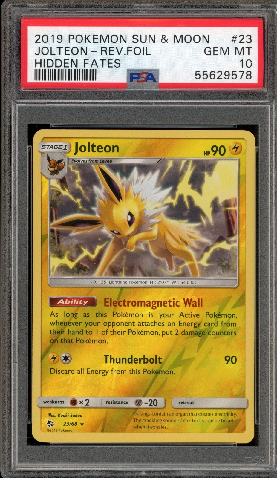Pokemon Jolteon Hidden Fates Reverse Holo Rare #23 PSA 10 Gem Mint