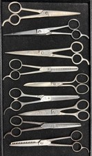 Vintage Antique Barber Shears Lot - USA, Germany, Italy - Just need Maintence