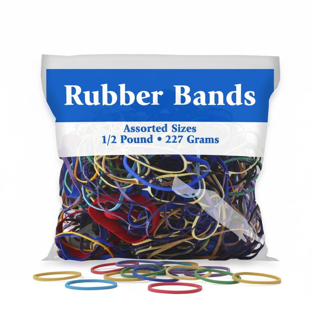 BAZIC Assorted Dimensions 227g/0.5 lbs. Rubber Bands, Multi 1-Pack, Multiple