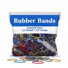 BAZIC Assorted Dimensions 227g/0.5 lbs. Rubber Bands, Multi 1-Pack, Multiple