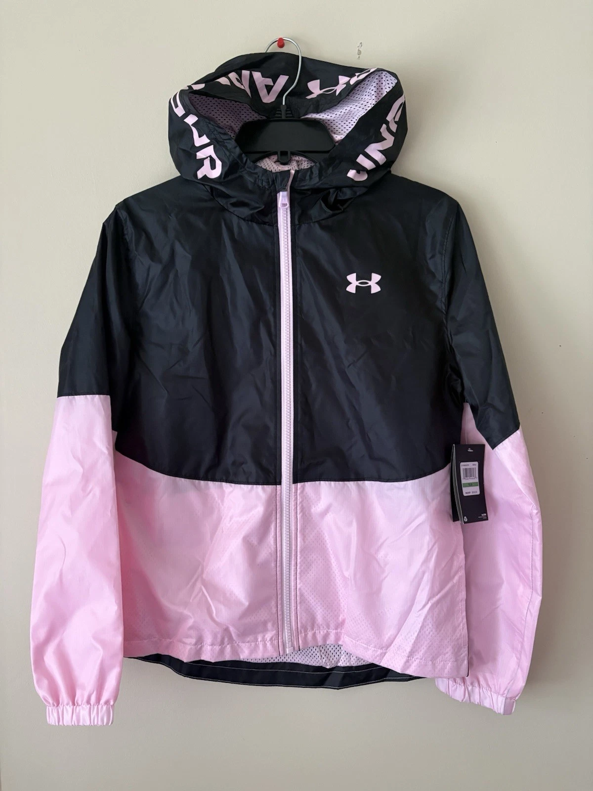 UNDER ARMOUR GIRLS YOUTH LARGE STORM WATER RESISTANT JACKET WITH HOOD NEW