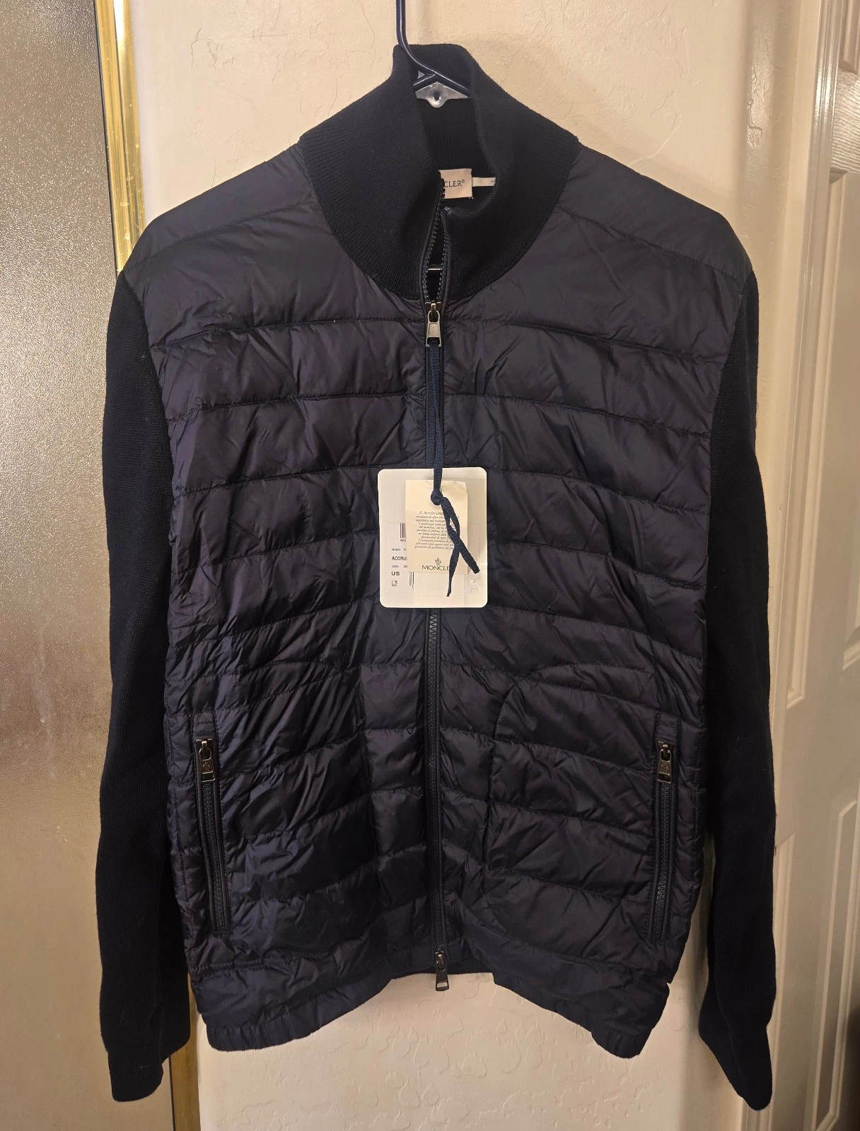 Moncler — New! Moncler 'Acorus' Puffer Down Cardigan Coat Jacket Blue Womens S MSRP $1195