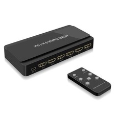 HDMI Switch, 5 in-1 Out HDMI Selector Box with IR Remote Control Support 4k