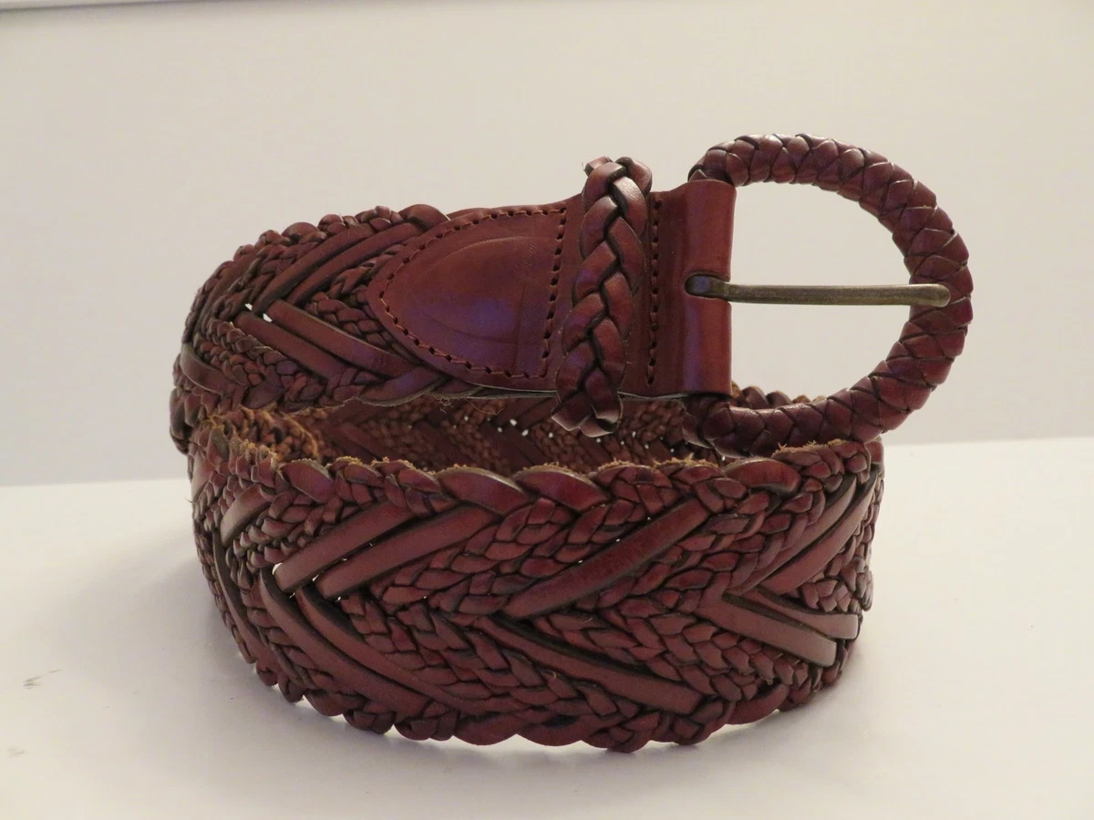 Vintage Cole Haan Braided Leather Belt with Round Covered  display picture 2