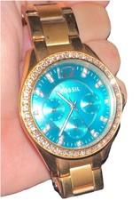Fossil Women s Gold-Tone Bracelet Watch Blue ...