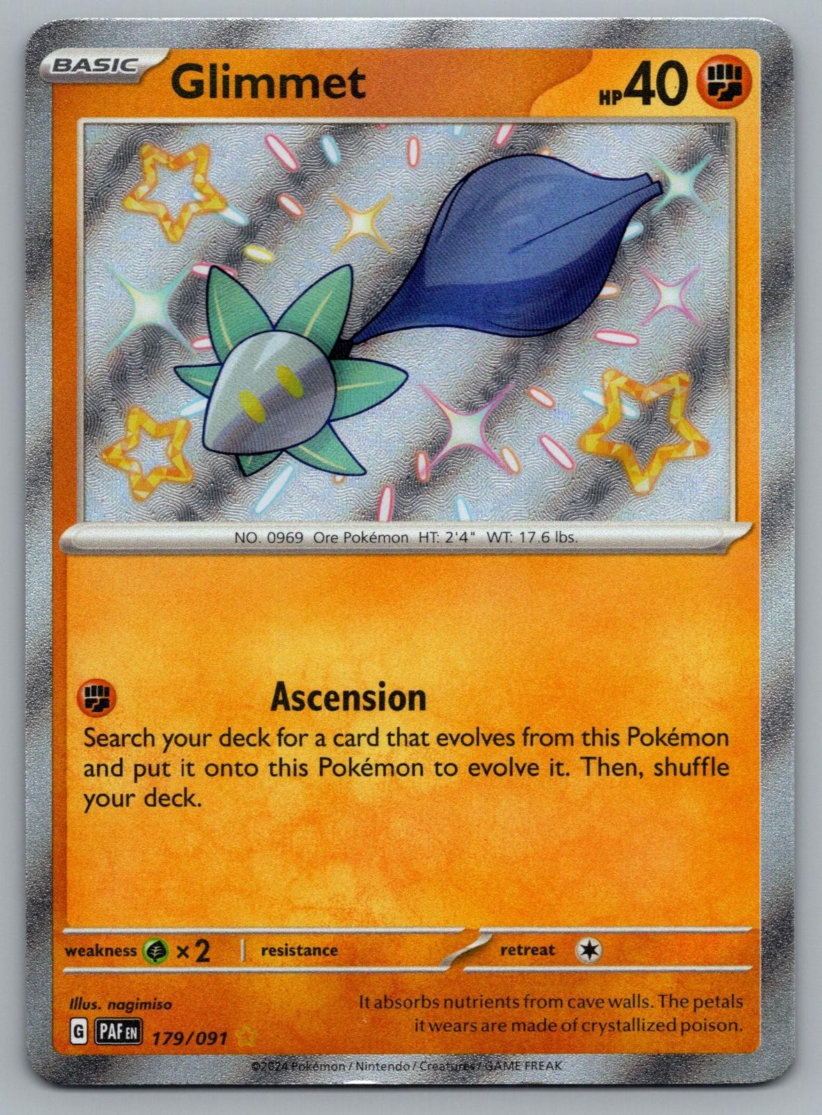 Glimmet 179/091 Shiny Rare Paldean Fates Pokemon Holo Near Mint