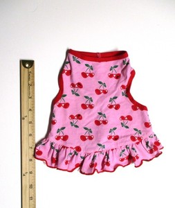 Pet Dog Clothes Small Pink Red Cherries Dress *FREE SHIP