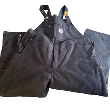 Carhartt Bib Overalls Mens XL Black Loose Fit Insulated Firm Duck Workwear