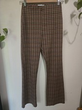 Urban Outfitter Retro 70s Brown Plaid Small Stretch Dress Pants
