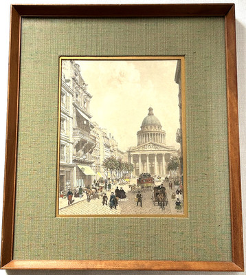 Antique Hand Colored Engraving-Fine-Eglise Ste. Geneieve Paris Dans sa Splendeur