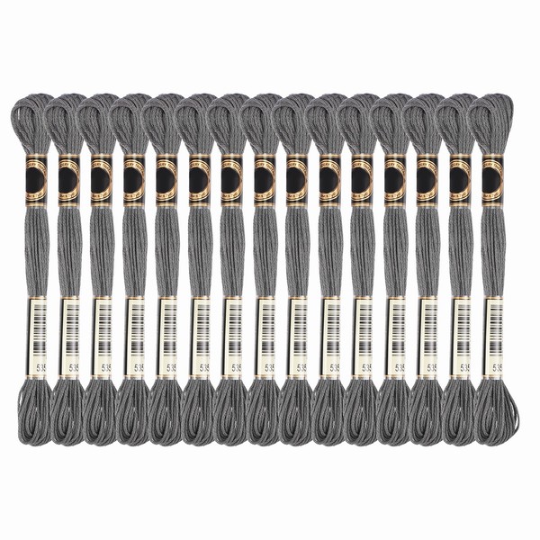 15 SträNge Stickgarn, Polyester-Stickfaden Dunkelgrau FüR Marke-image