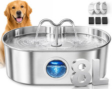 8L/270oz/2Gallon Stainless Steel Dog Water Fountain Pet Fountain Automatic Pet