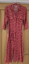 Matalan Ladies Red & White Flower Button Dress With Belt And 3/4 Sleeve Size 12