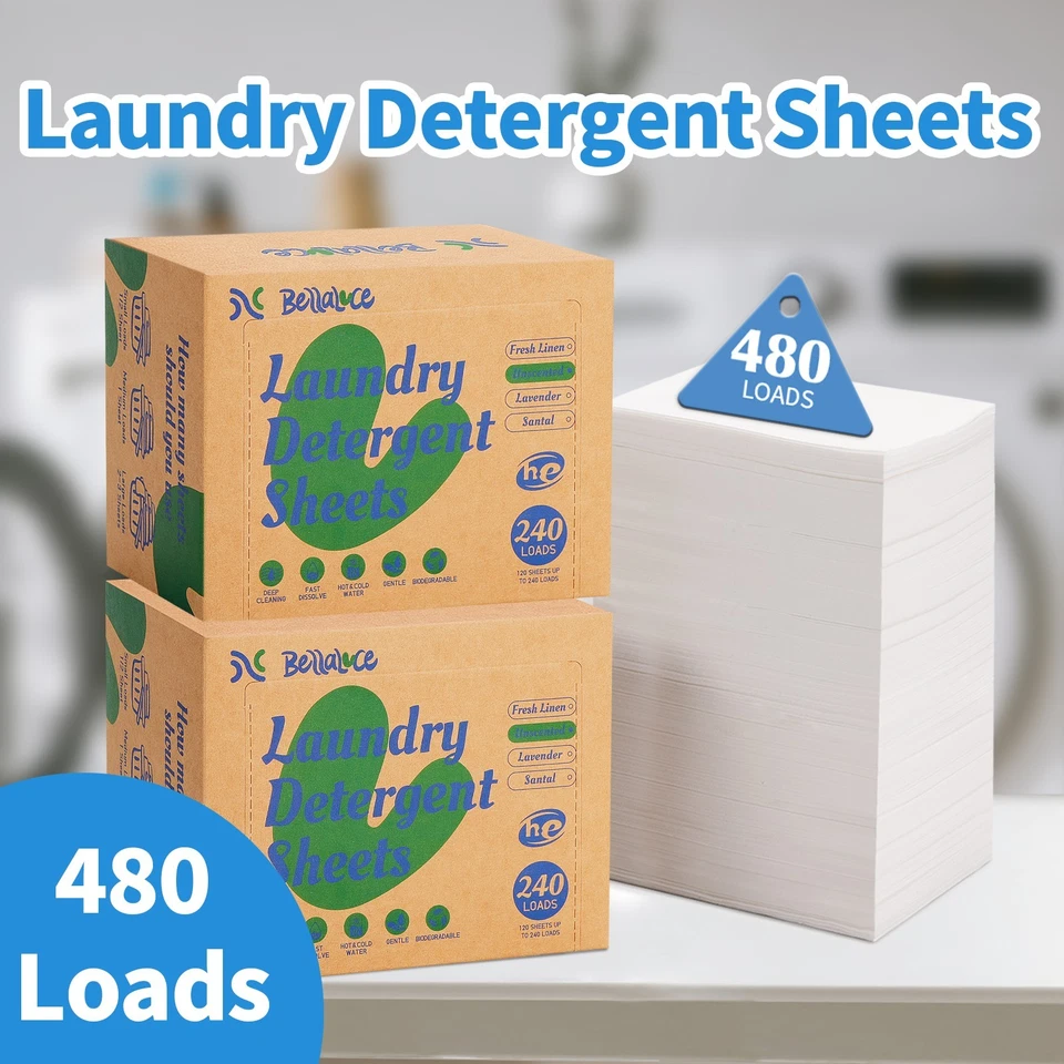 Laundry Detergent Sheets-480 LOADS   - Space-Saving, Hypoallergenic,Travel-Frien - Image 3 of 4