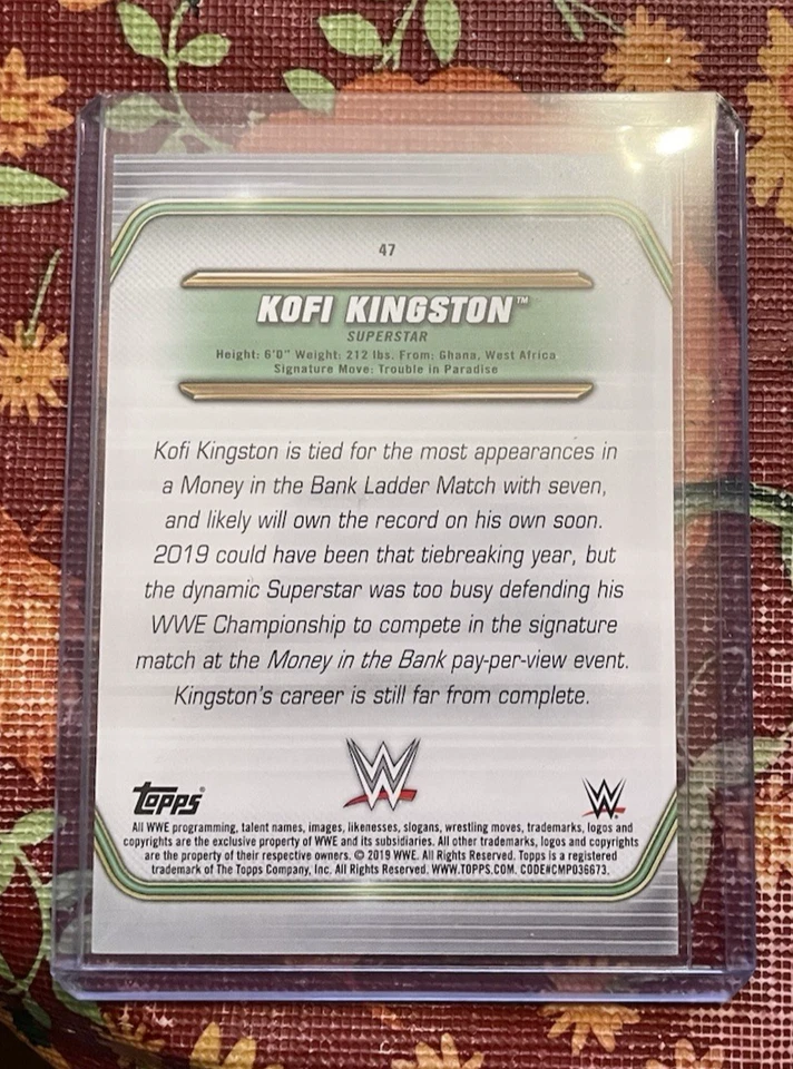 2019 Topps WWE Money in the Bank Kofi Kingston card 47 - Blue parallel 30 / 50 - Image 2 of 2