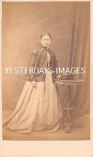 Victorian CDV Card Woman Table Bible Studio Photgraph (181)