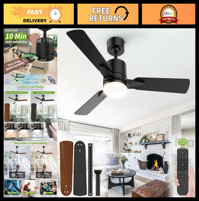 42'' Low Profile Ceiling Fan with Light & Remote, Dimmable, Quiet, Reversible, In
