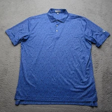 Peter Millar Polo Shirt Mens L Blue Summer Comfort Golf Butterfly Print