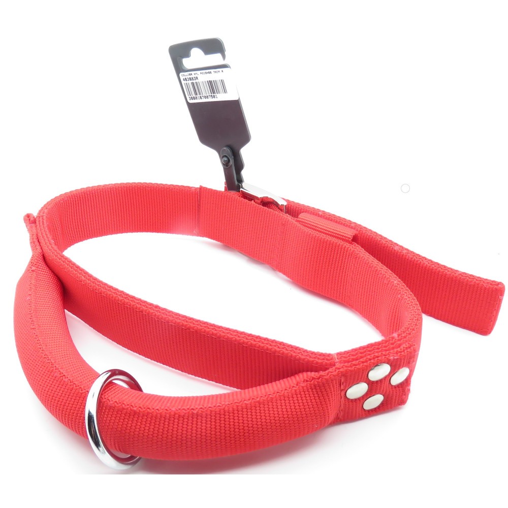 Collier pour chien rouge 75 cm nylon avec poignée de dressage grand chien