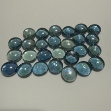 Ice Blue Translucent Glass Gems Pebbles Vase Fill / Mosaic 4oz 27 Pcs