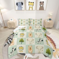 Cute Animals Comforter Set Full Size Safari Animals Bedding Set for Kids Boys...