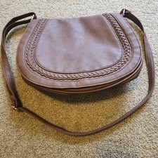 Rampage Brown Braided Shoulder Bag Gold Hardware Inner Pockets Women